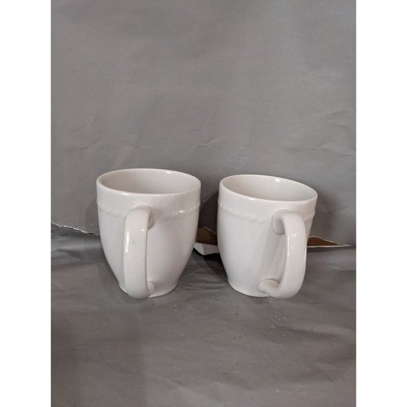 PIER 1Imports Bianca white ironstone coffee  mug cup set of 2 12 ooz - Picture 4 of 9